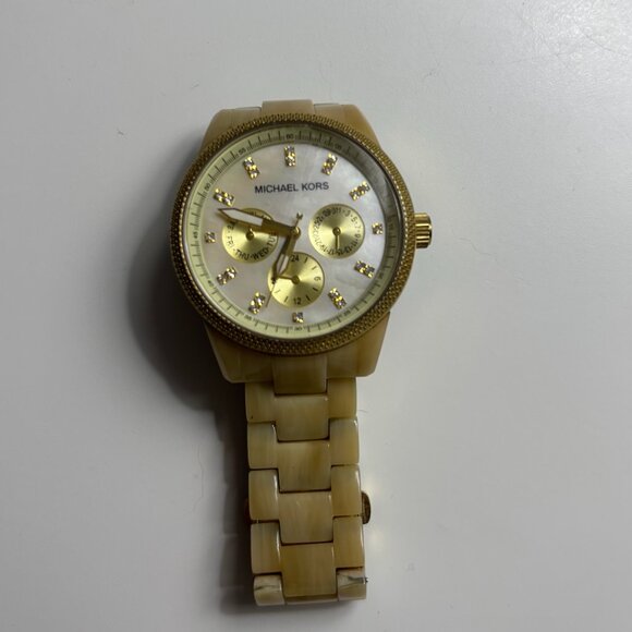 Michael Kors Women's MK5039 Ritz Horn Cream Tortoise Shell Watch - Picture 3 of 5